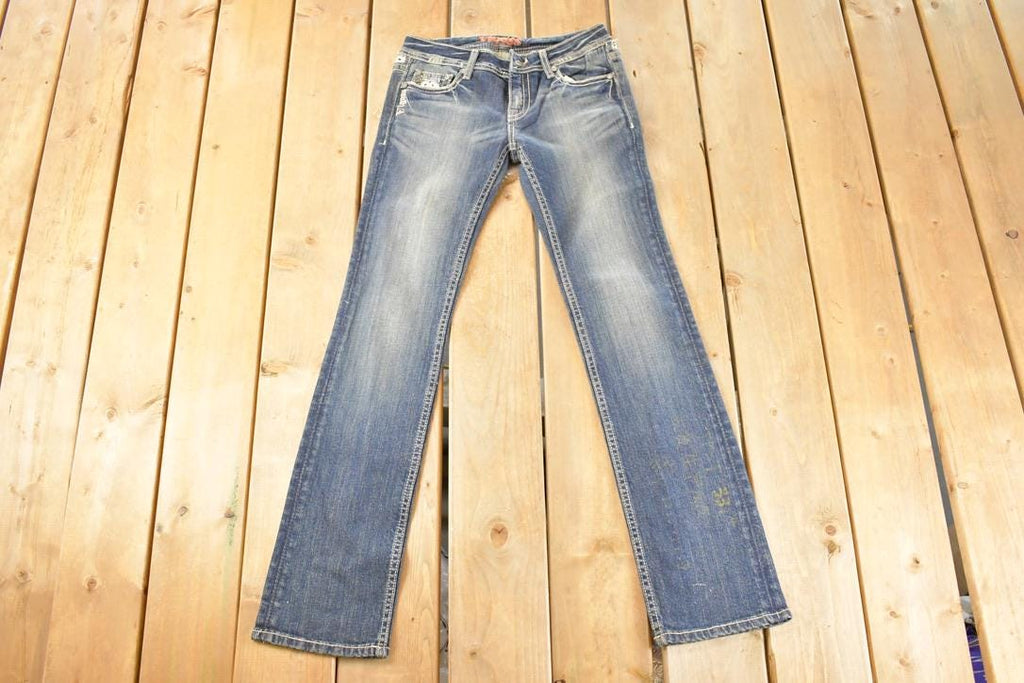 Vintage Deadstock Y2K Vigoss Bedazzled Bootcut Low Rise Jeans Women's Size 26 x 32