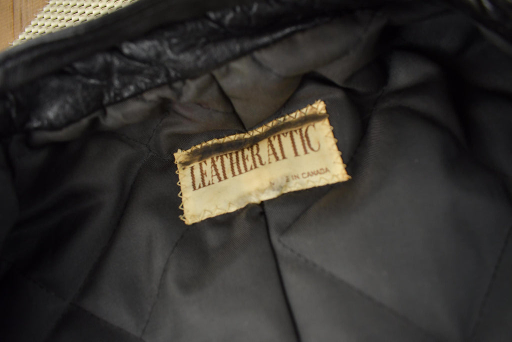 Vintage 1990s Leather Attic Genuine Leather Biker Jacket Made In Canada
