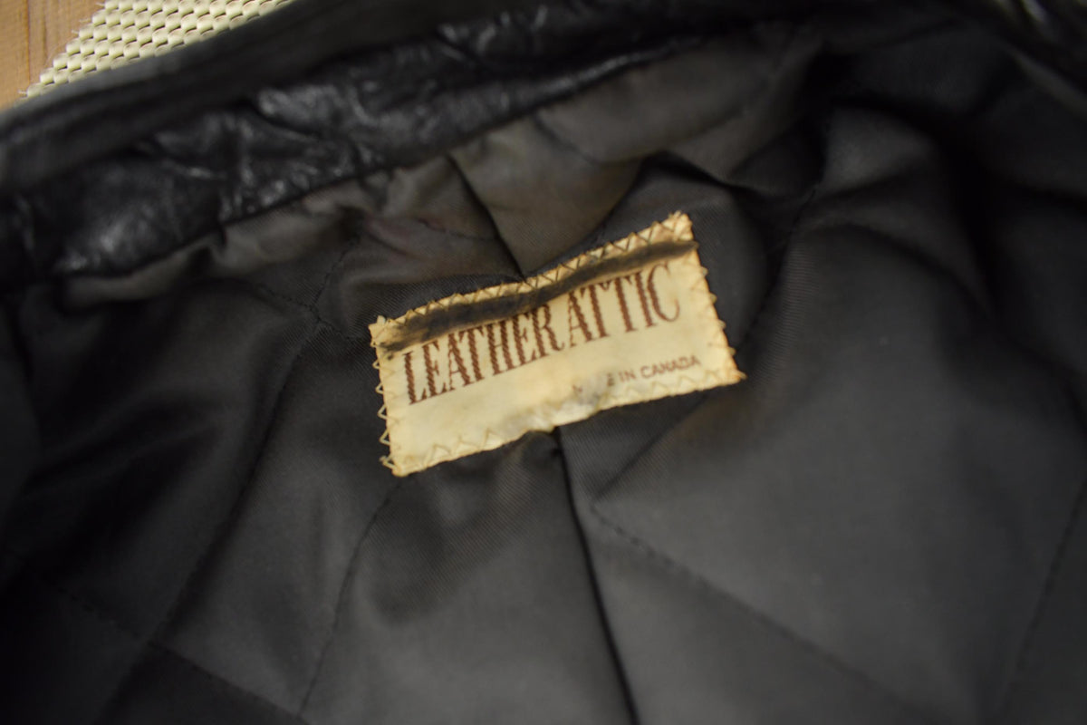 Vintage 1990s Leather Attic Genuine Leather Biker Jacket Made In Canada