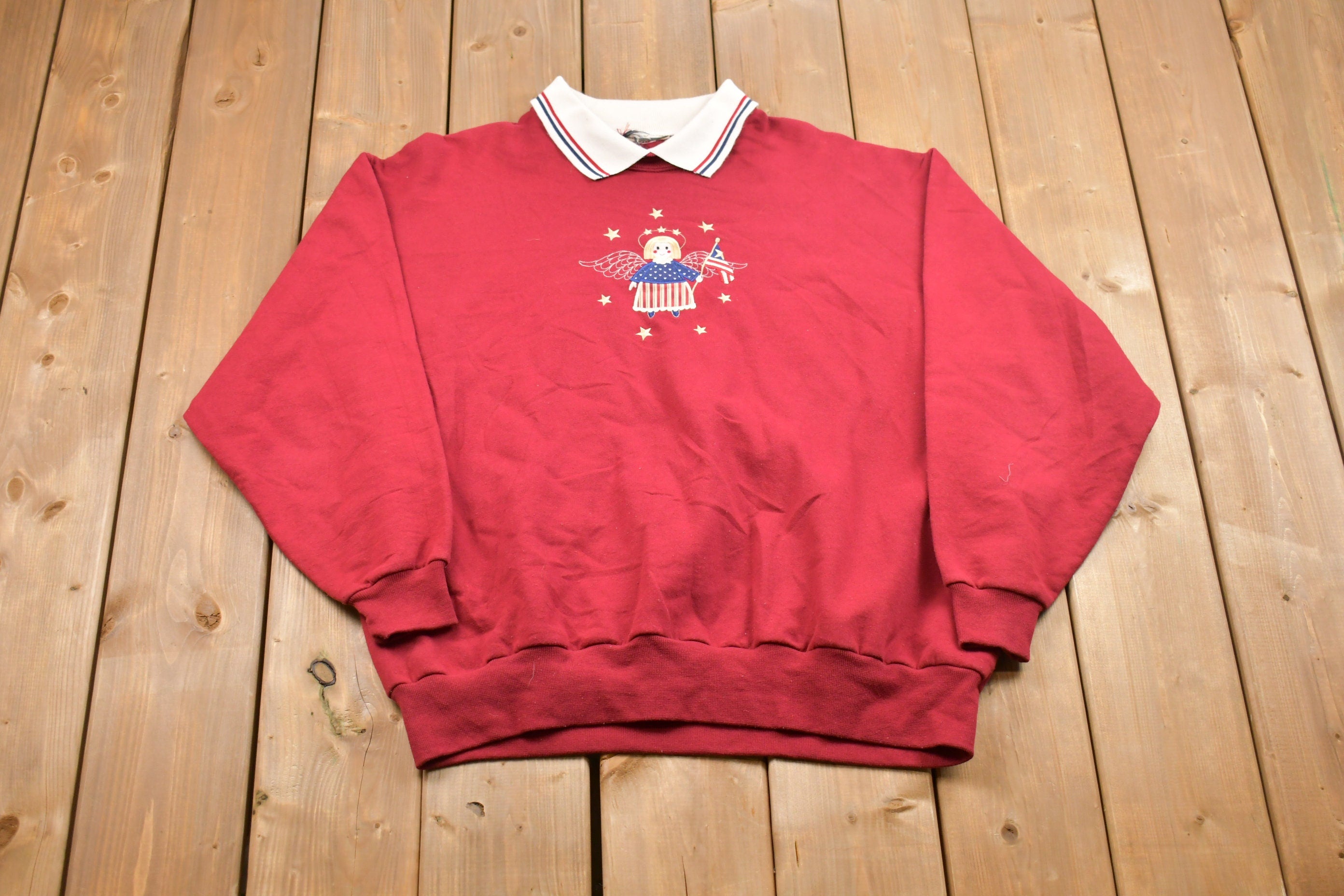 Vintage 1990s Cute American Angel Collared Crewneck