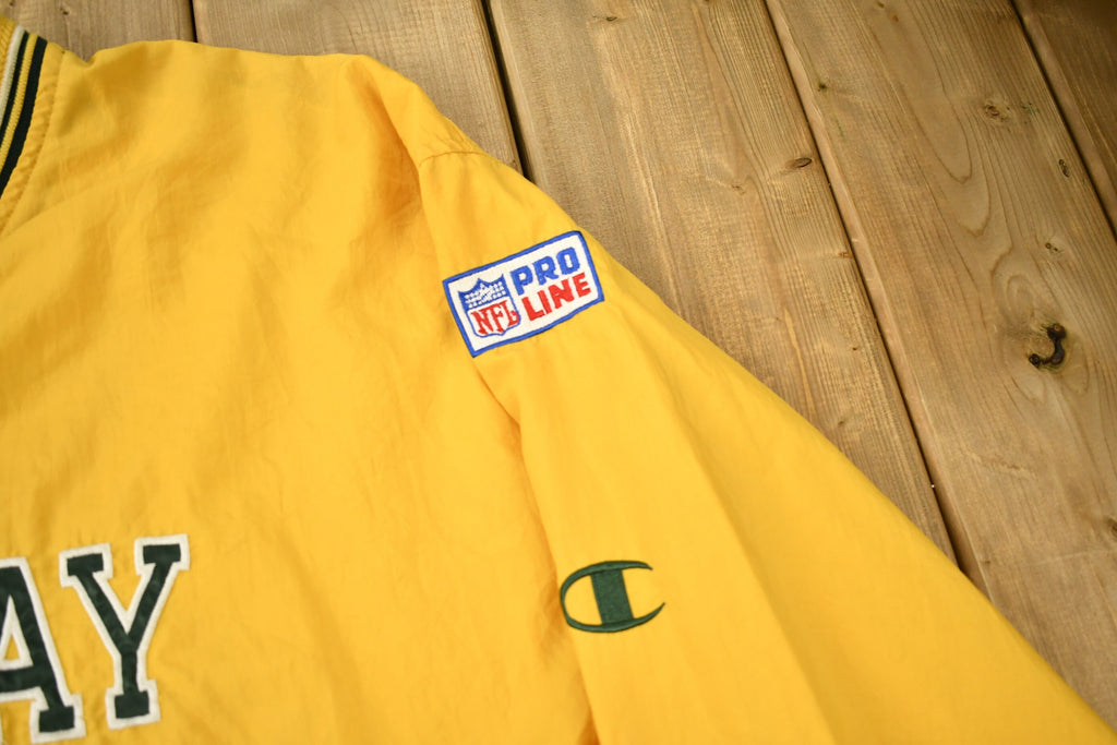 Vintage 1990s Green Bay Packers NFL Pro Line Champion Pullover Windbreaker Jacket