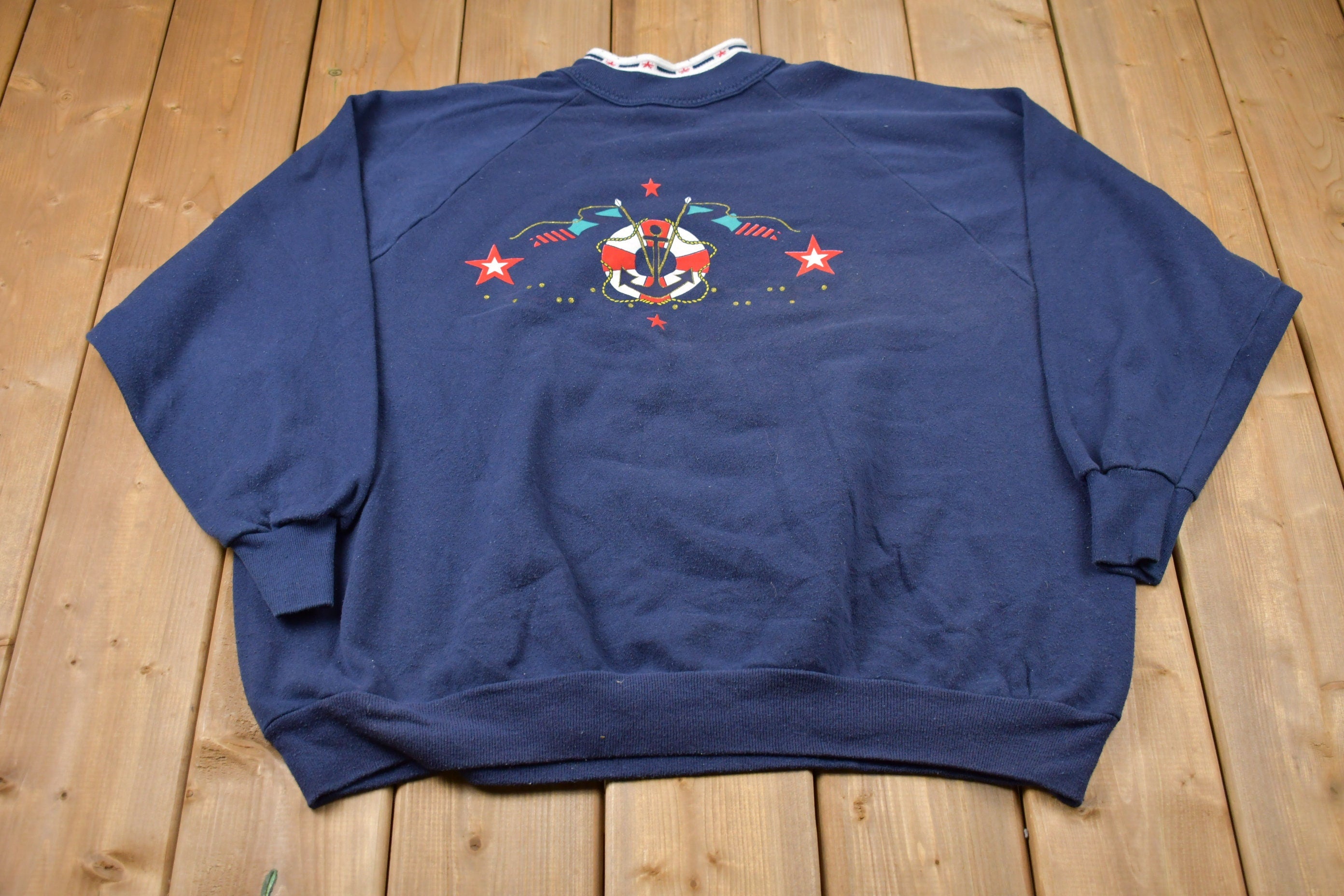 Vintage 1990s Gopher Sport Nautical Graphic Raglan Crewneck Sweatshirt