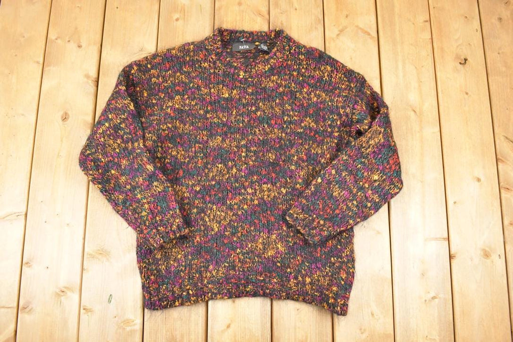 Vintage 1990s Pasta Abstract Knit Crewneck Sweater Women's L
