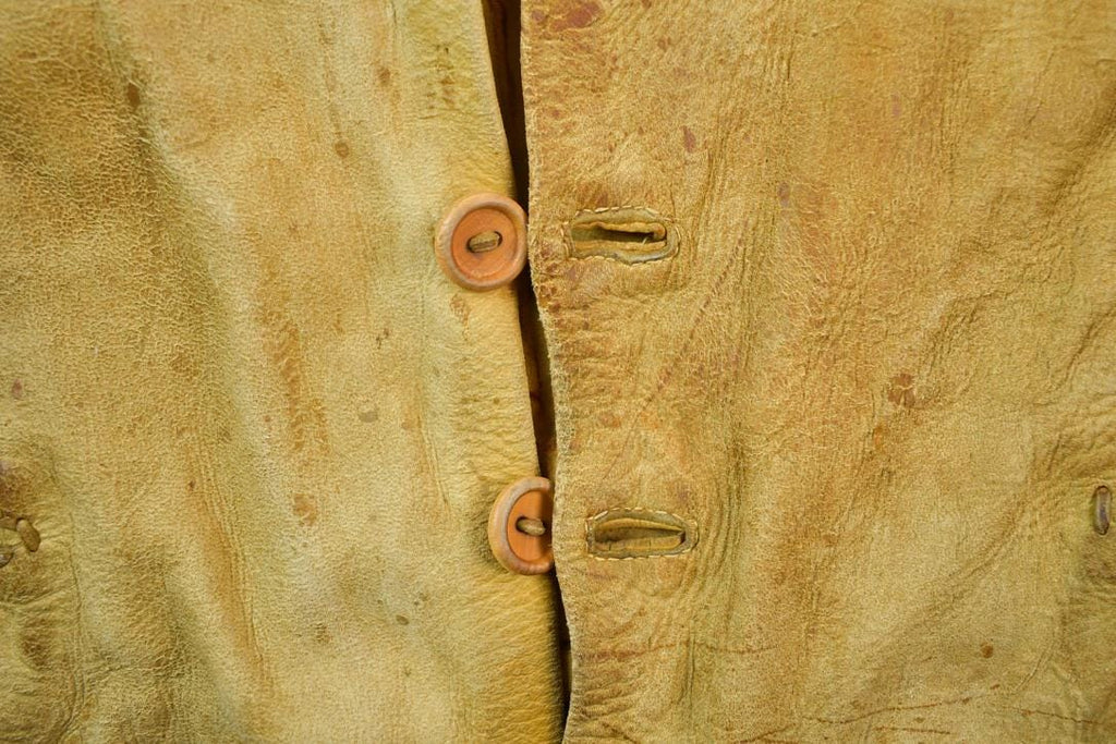 Vintage 1970s Tan Rawhide Leather Vest