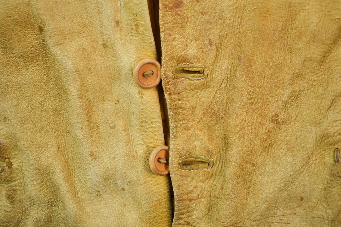 Vintage 1970s Tan Rawhide Leather Vest