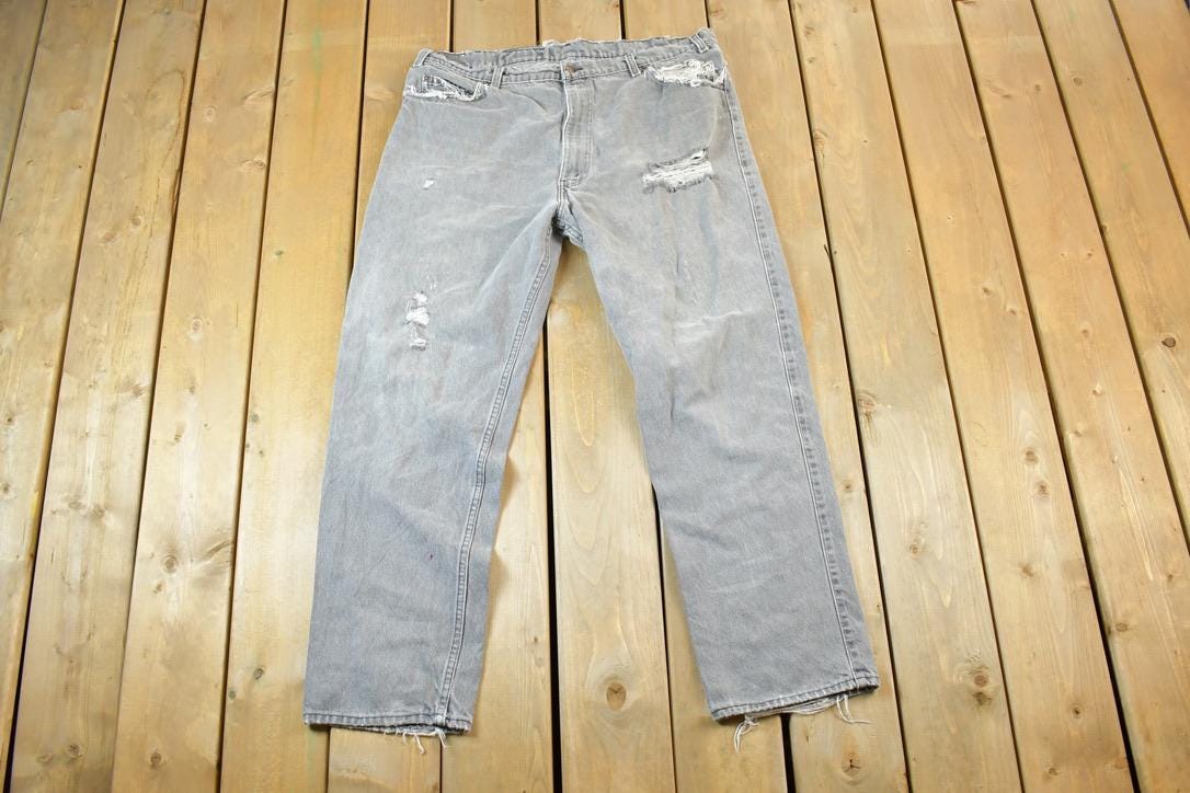 Vintage 1960s Levi Strauss Leather Tab Denim Jeans Size 42 x 32 Made In Canada