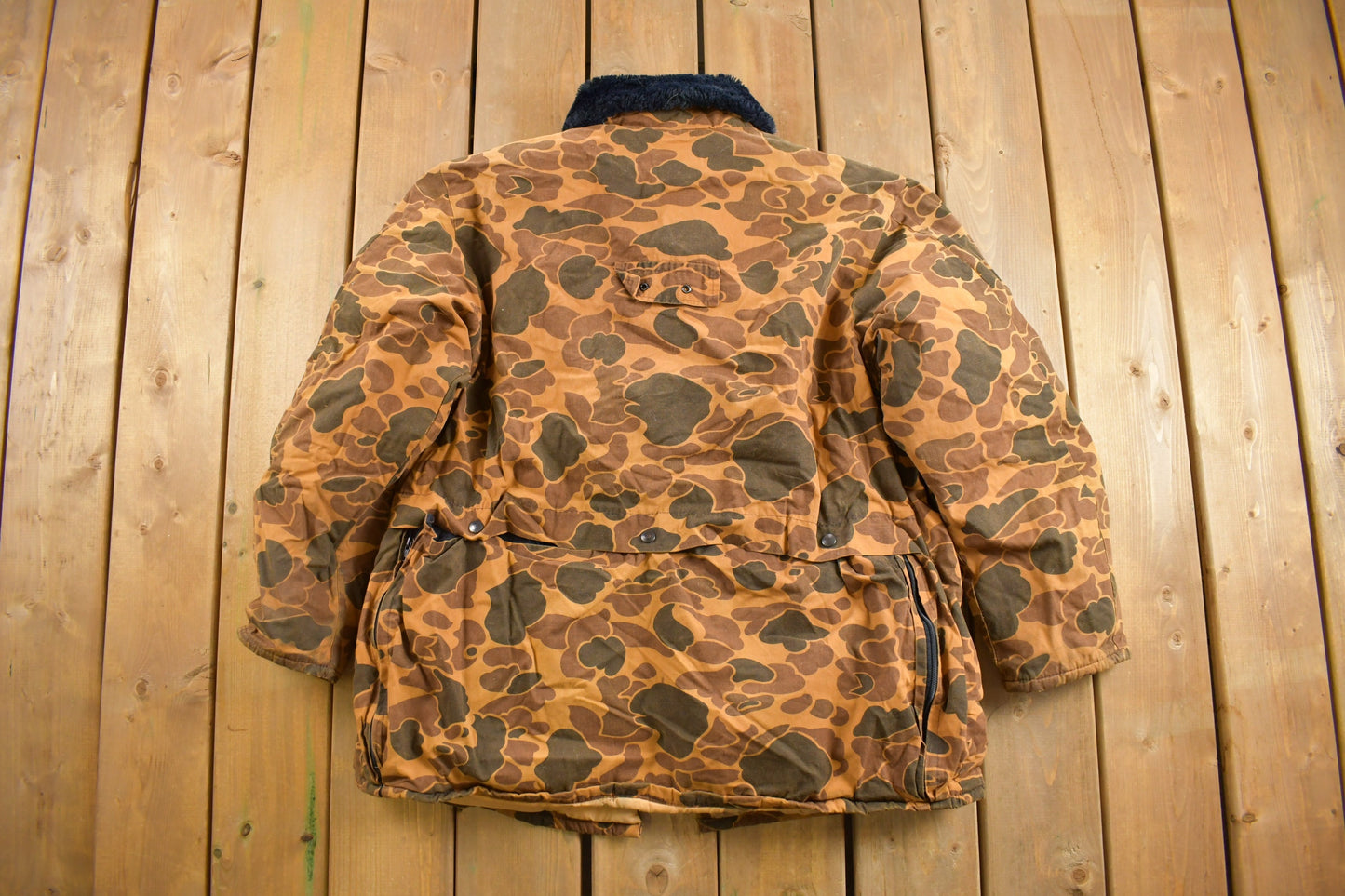 Vintage 1980s Duck Camo Hunting Jacket / Goose Down Fill / Streetwear / 80s / Hunting / Frog Camo / Made in USA