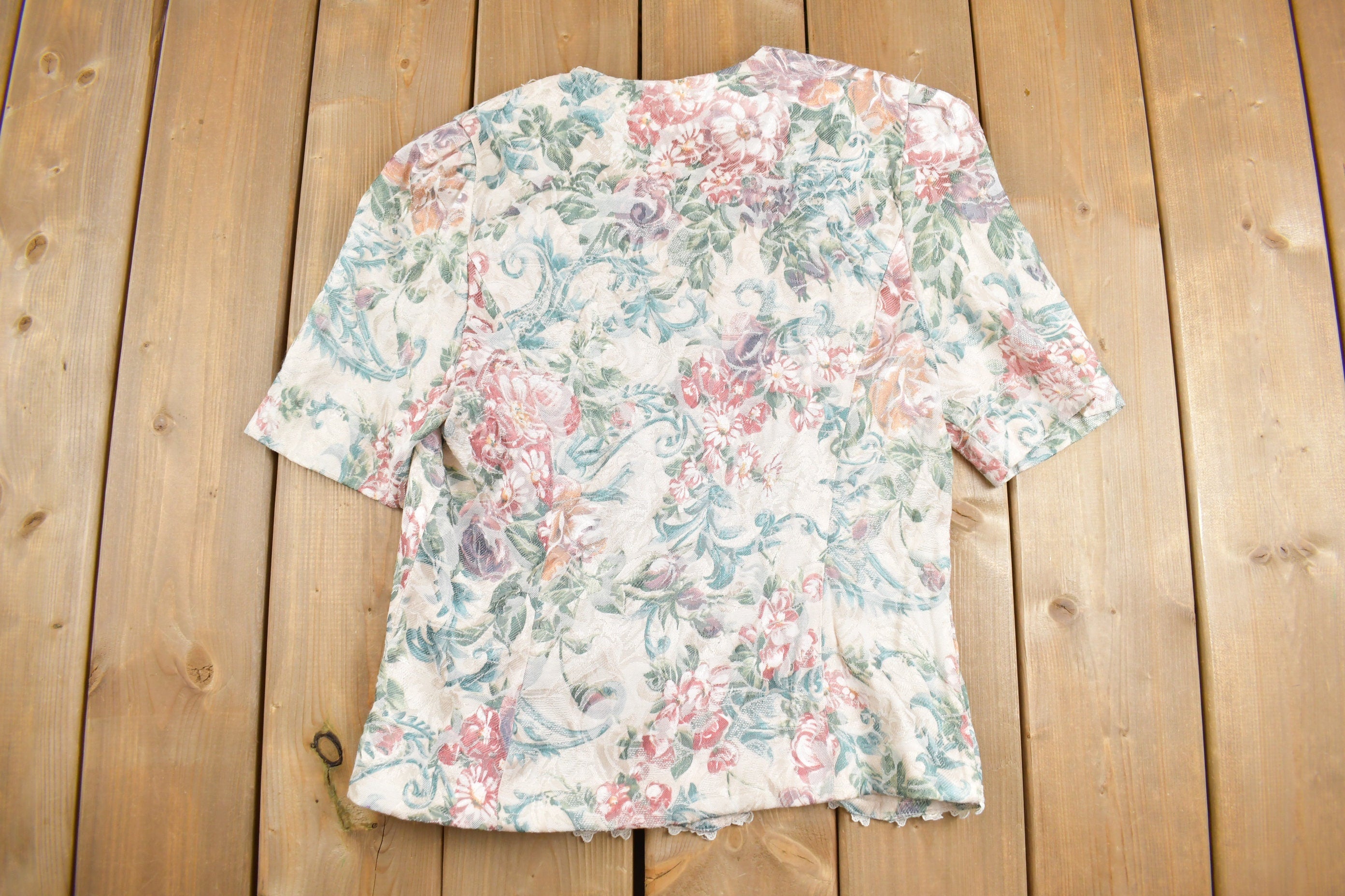 Vintage 1980s Floral Tapestry Button Up Shirt