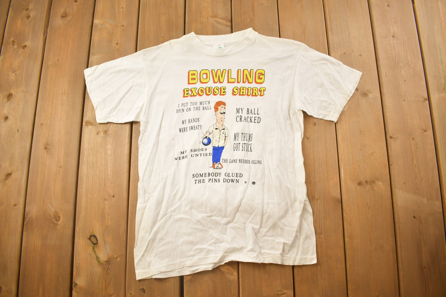 Vintage 1980s Bowling Excuses Graphic T Shirt / Sportswear / Cartoon / 80s / 90s / Streetwear Fashion