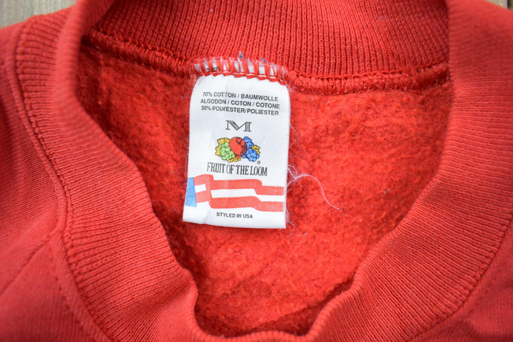 Vintage 1990s Fruit Of The Loom Red Blank Crewneck Sweatshirt