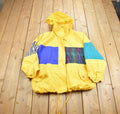Vintage 1990s Mulberry Street Yellow Patchwork Sport Rain Jacket