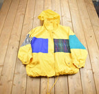 Vintage 1990s Mulberry Street Yellow Patchwork Sport Rain Jacket