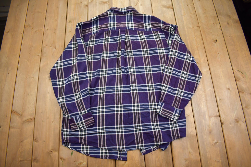 Vintage 1990s Northwest Blue Plaid Flannel Button Up Shirt - XL