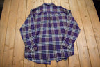 Vintage 1990s Northwest Blue Plaid Flannel Button Up Shirt - XL