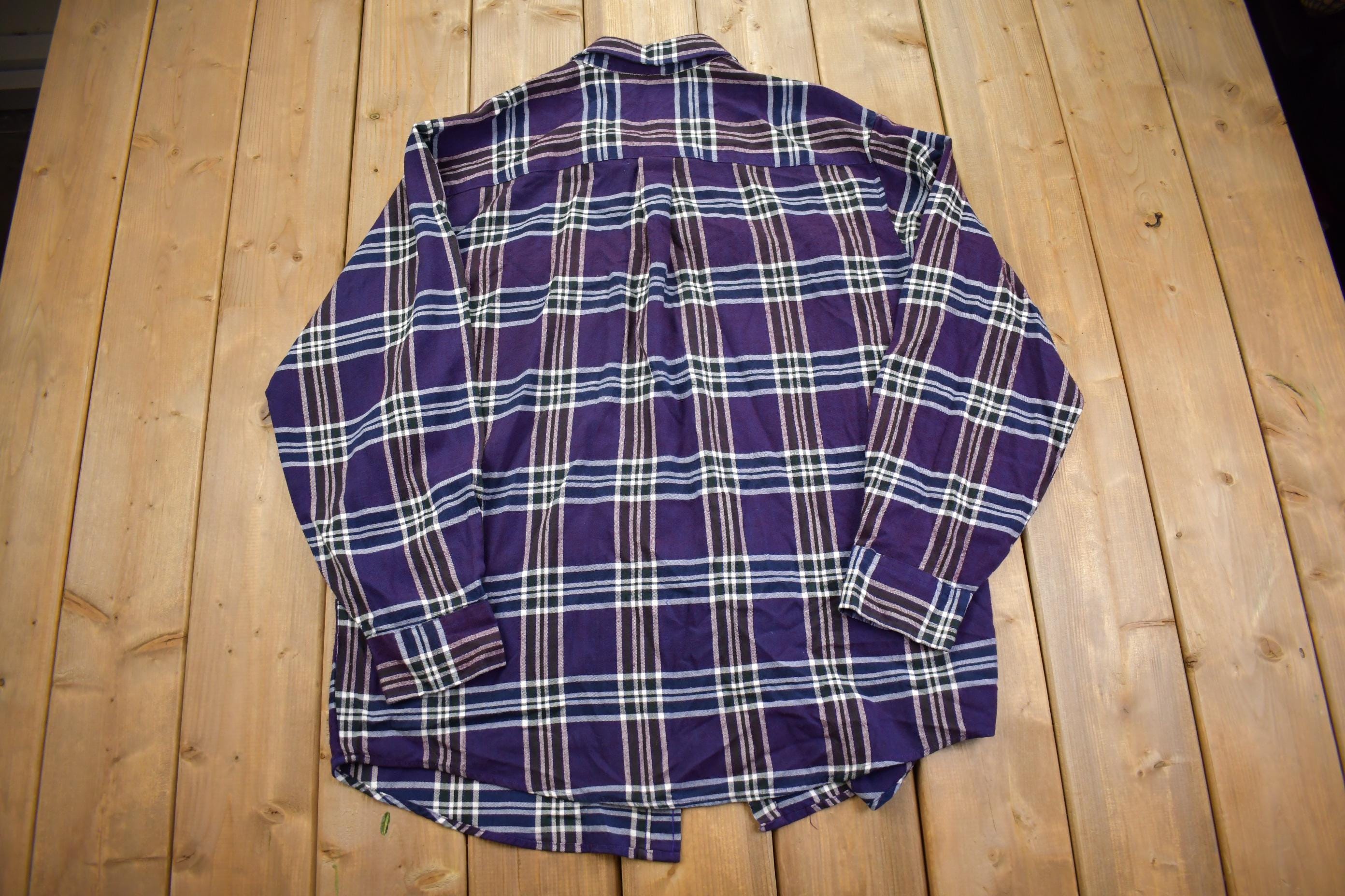 Vintage 1990s Northwest Blue Plaid Flannel Button Up Shirt - XL