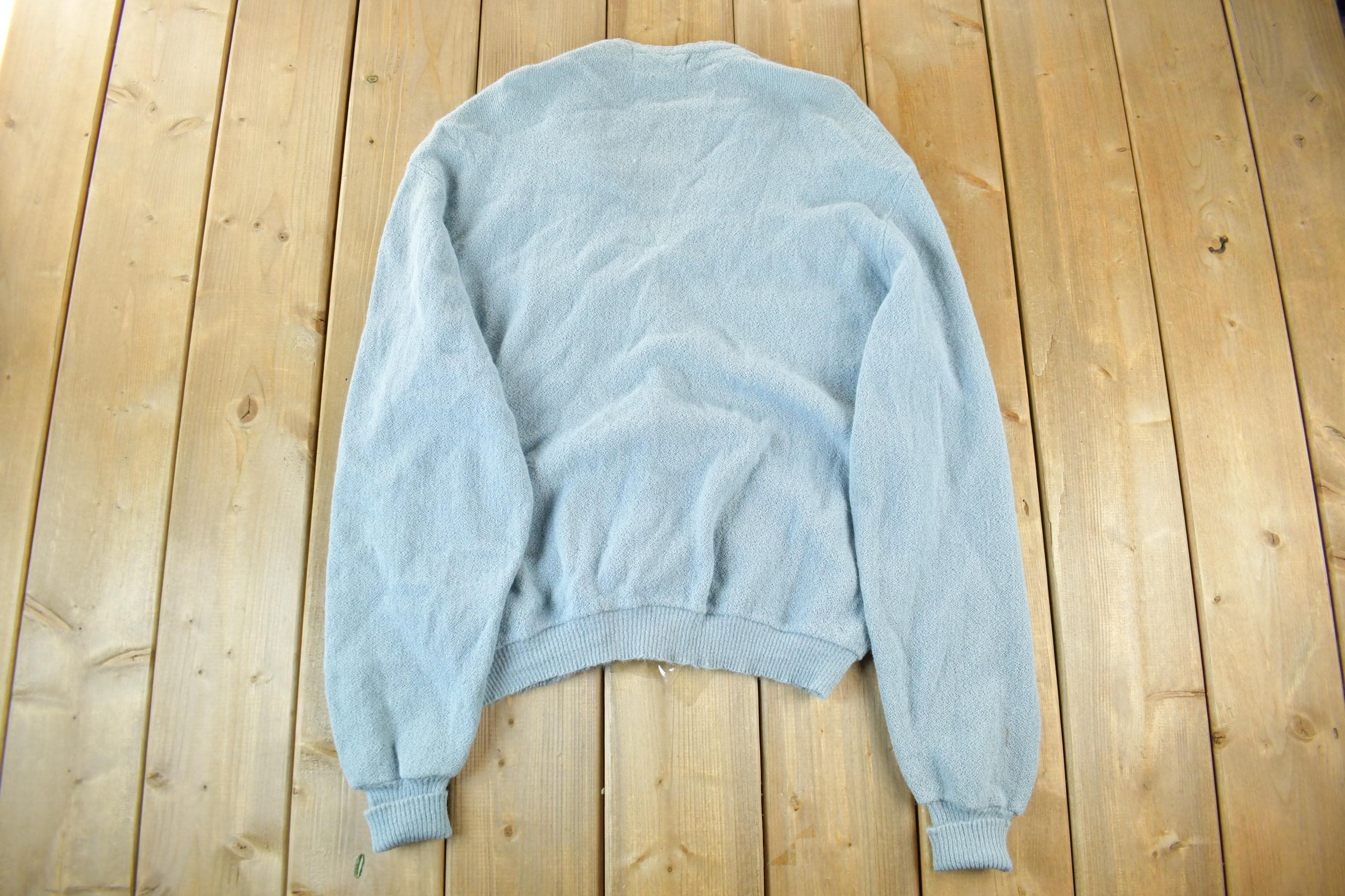 Vintage 1960s Towne & Knit Alpaca Wool Knit Cardigan Sweater Men's Large