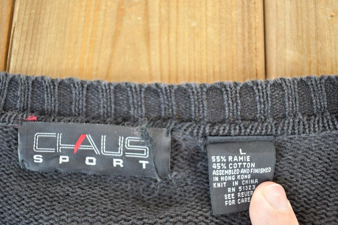 Vintage 1990s Claus Sport Knit Abstract Pattern Cardigan Sweater Mens M