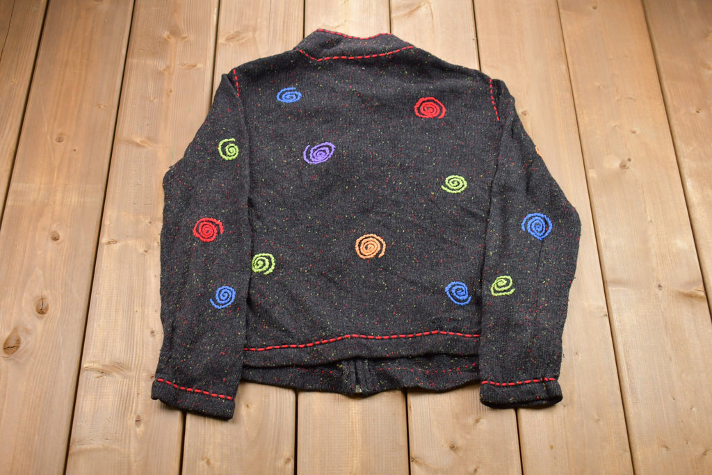 Vintage 1990s Christopher & Banks All Over Print Full Zip Knitted Sweater