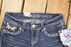 Vintage Deadstock Y2K Grace In LA Bedazzled Bootcut Low Rise Jeans Women's Size 27 x 30