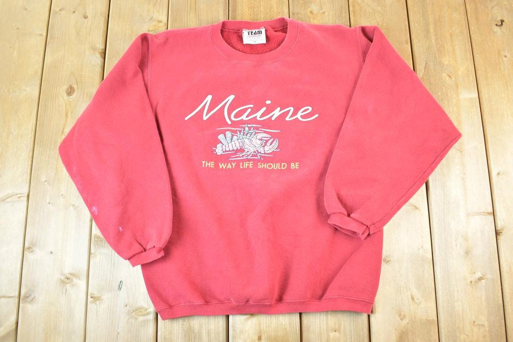 Vintage 1990s Maine The Way Life Should Be Crewneck Sweatshirt Mens S