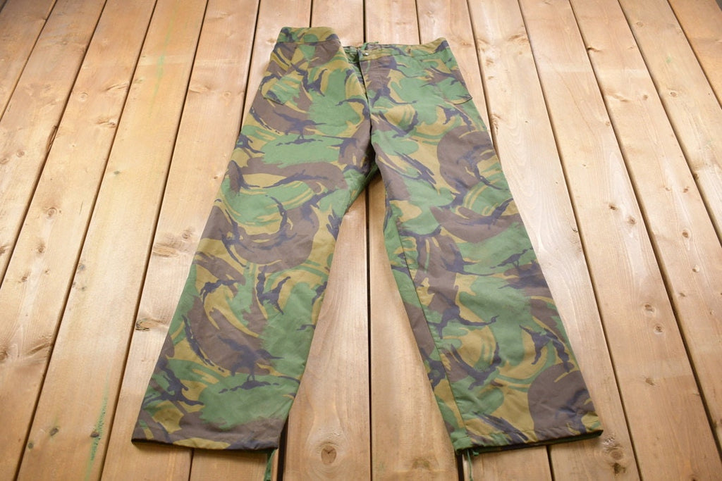 Vintage 1990s Army Woodland Camouflage Waterproof Pants Size 36 x 29
