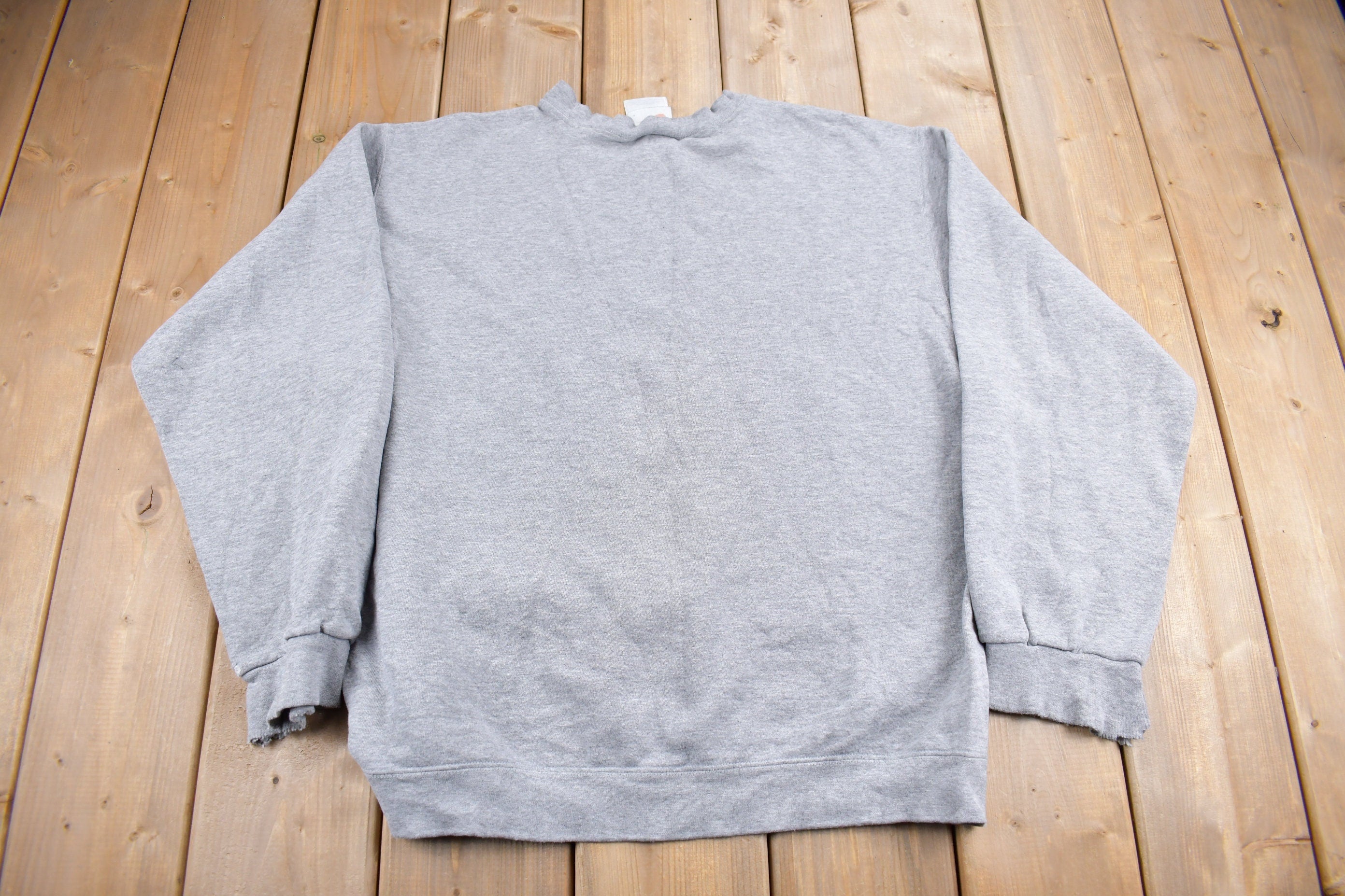 Vintage 1990s Nike Heather Grey Mini Swoosh Crewneck Sweatshirt