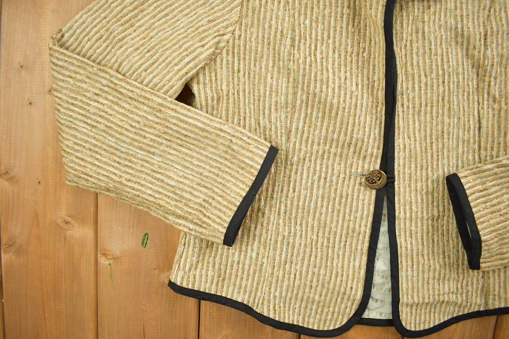 Vintage 1980s Beige Knit Collared Cardigan