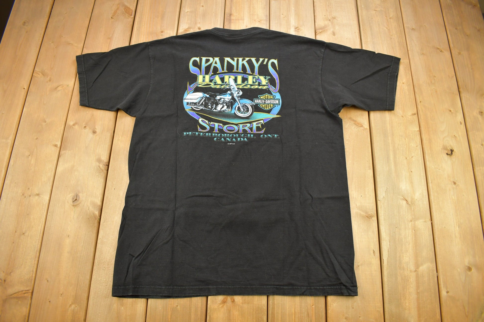 Vintage 1997 Harley Davidson Spanky's Harley Store Peterborough Canada T-Shirt