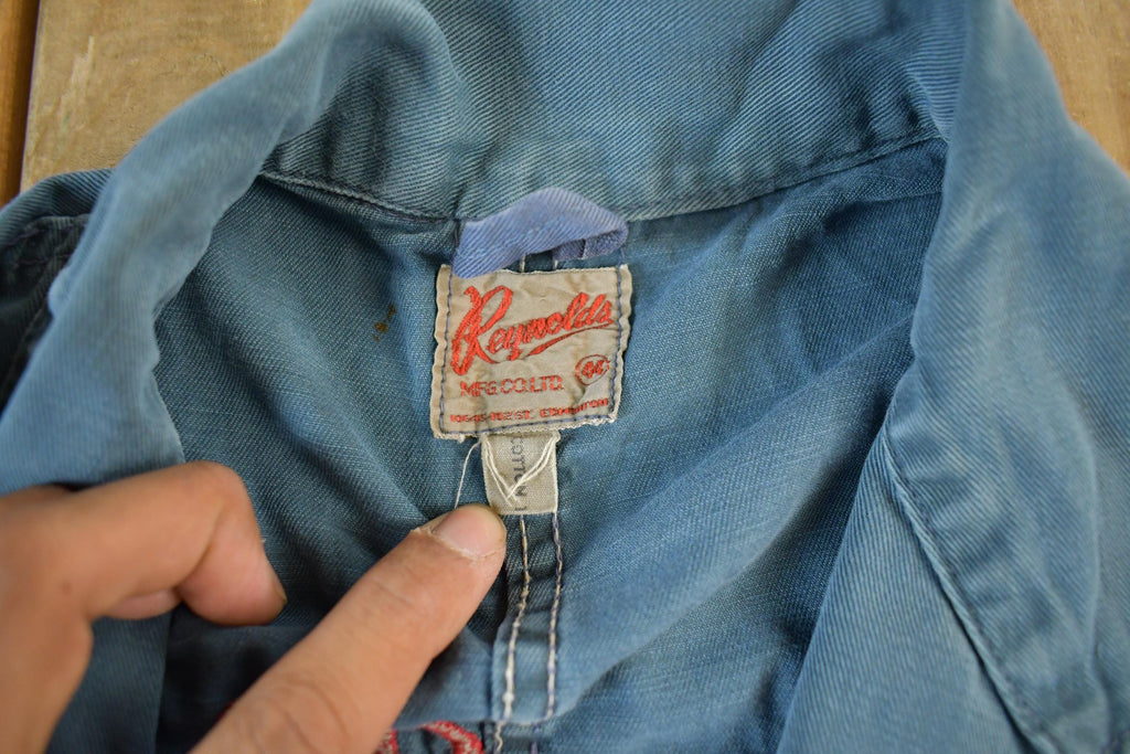 Vintage 1950s 1960s Reynolds Garage Mechanic Shop Coat Light Jacket Men's 44