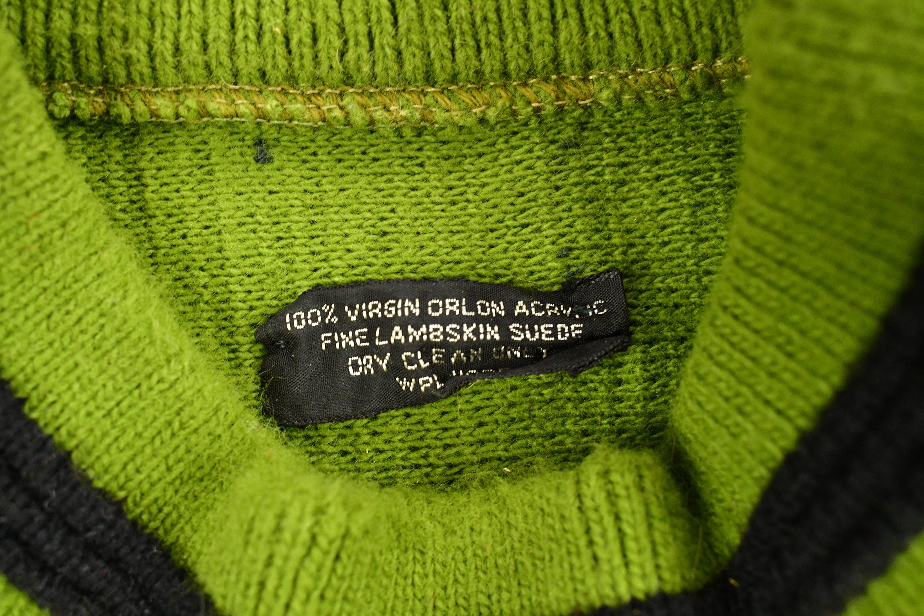 Vintage 1980s Lambskin Suede Knitted Crewneck Sweater