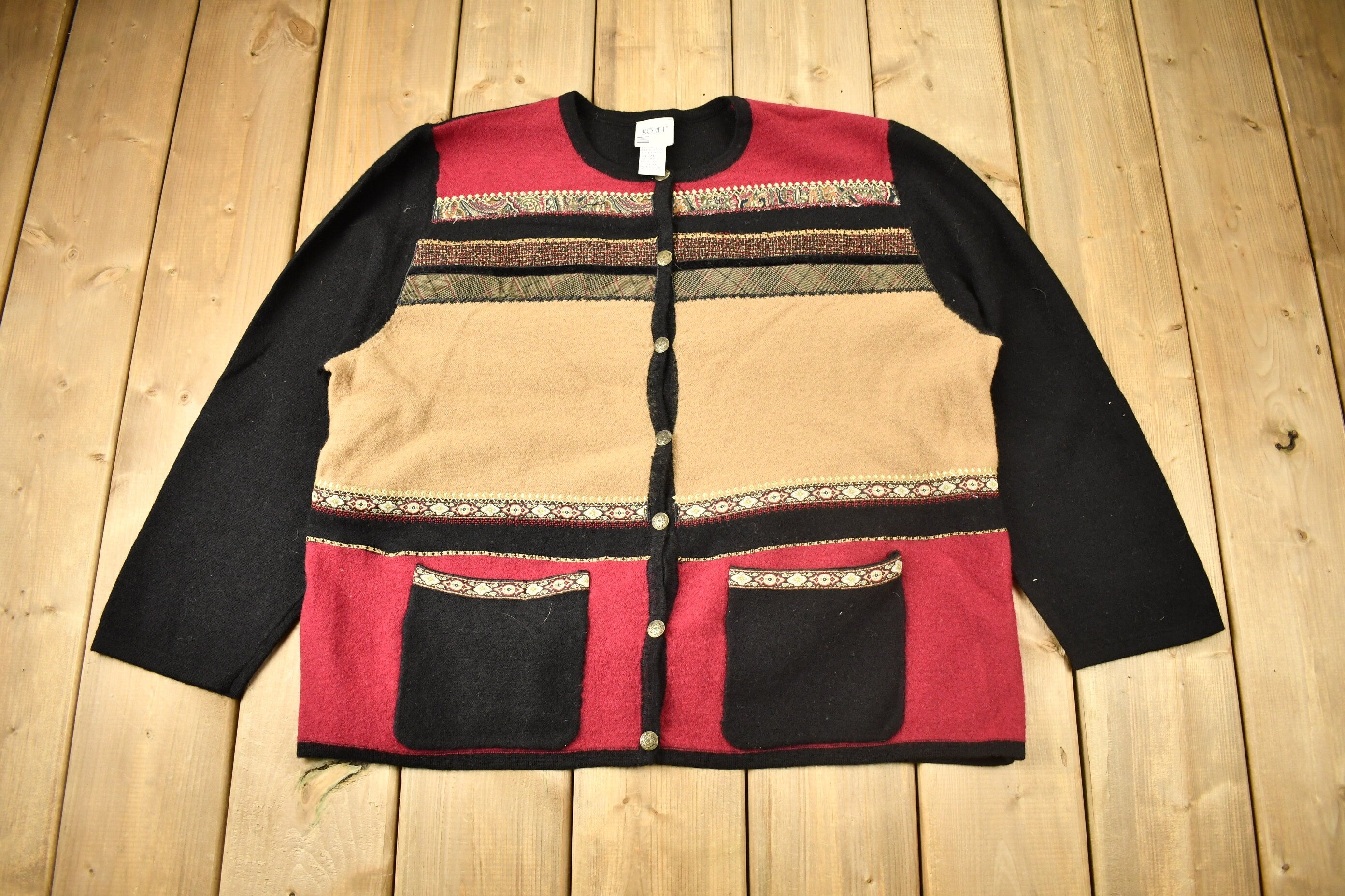 Vintage 1990s Koret 100% Wool Cardigan Sweater