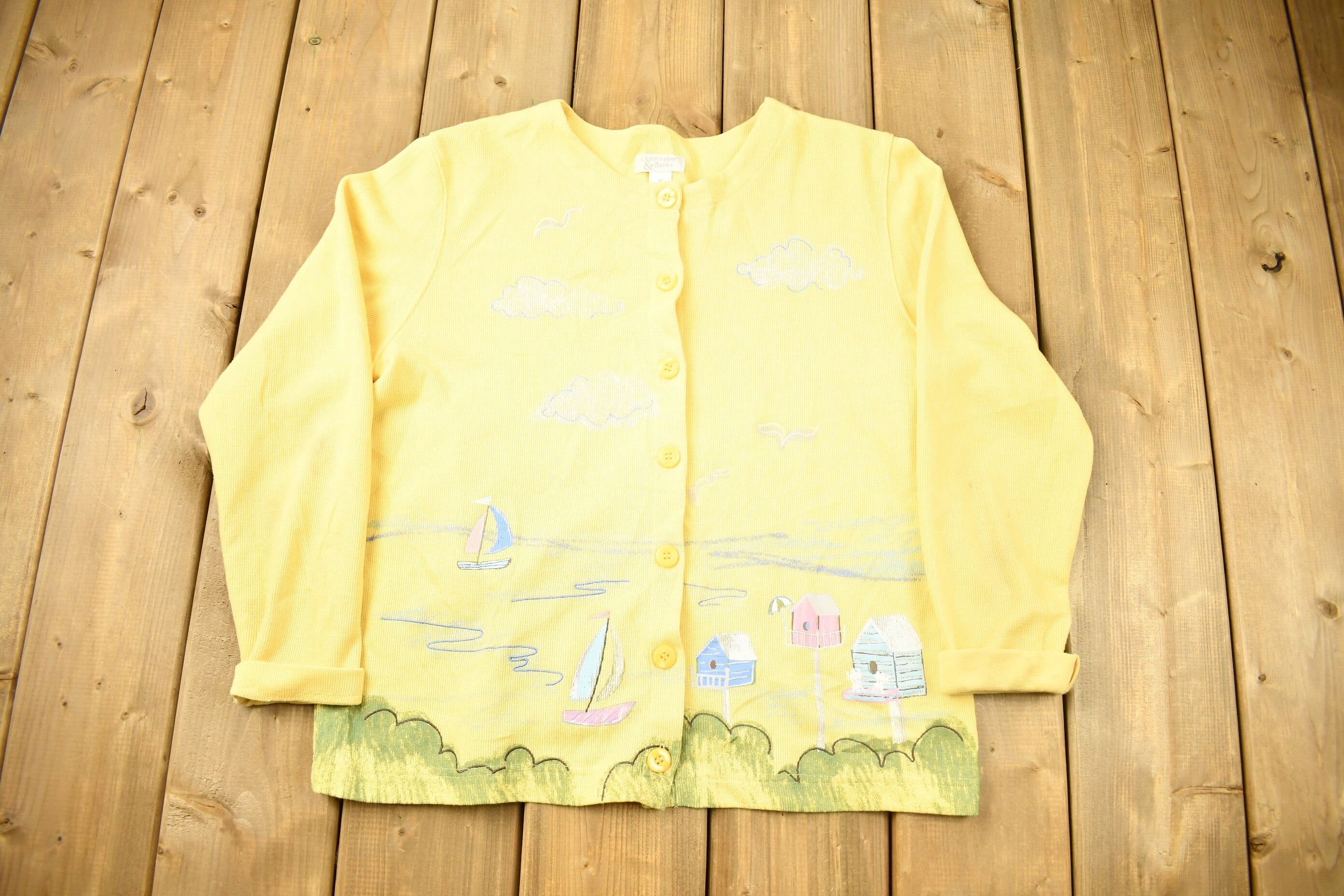 Vintage 1990s Christopher & Banks Sea Shore Cardigan Sweater