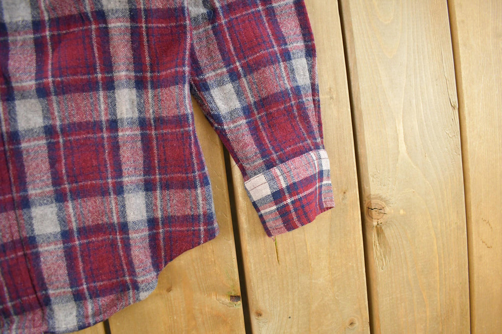Vintage 1980s Allen Wickfield Plaid Wool Flannel Button Up Shirt Men's Small