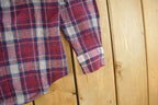 Vintage 1980s Allen Wickfield Plaid Wool Flannel Button Up Shirt Men's Small