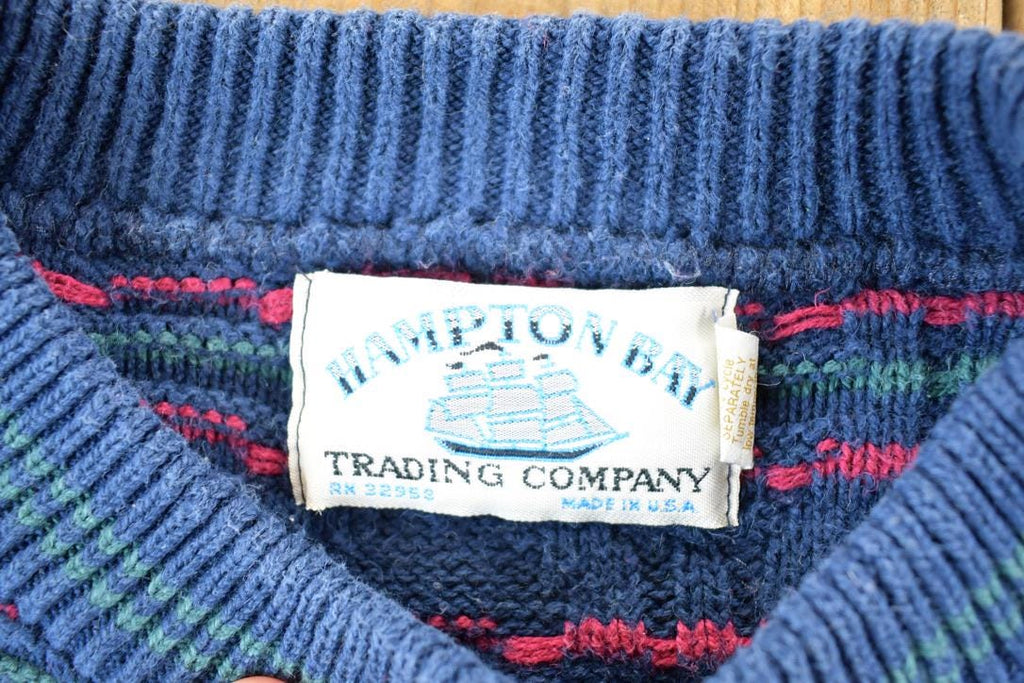 Vintage 1990s Hampton Bay Trading Company Knit Abstract Pattern Crewneck Sweater Mens XL