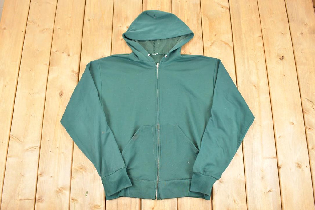 Vintage 1980s Thermal Zip Up Hoodie Sweatshirt Men's L