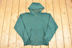 Vintage 1980s Thermal Zip Up Hoodie Sweatshirt Men's L