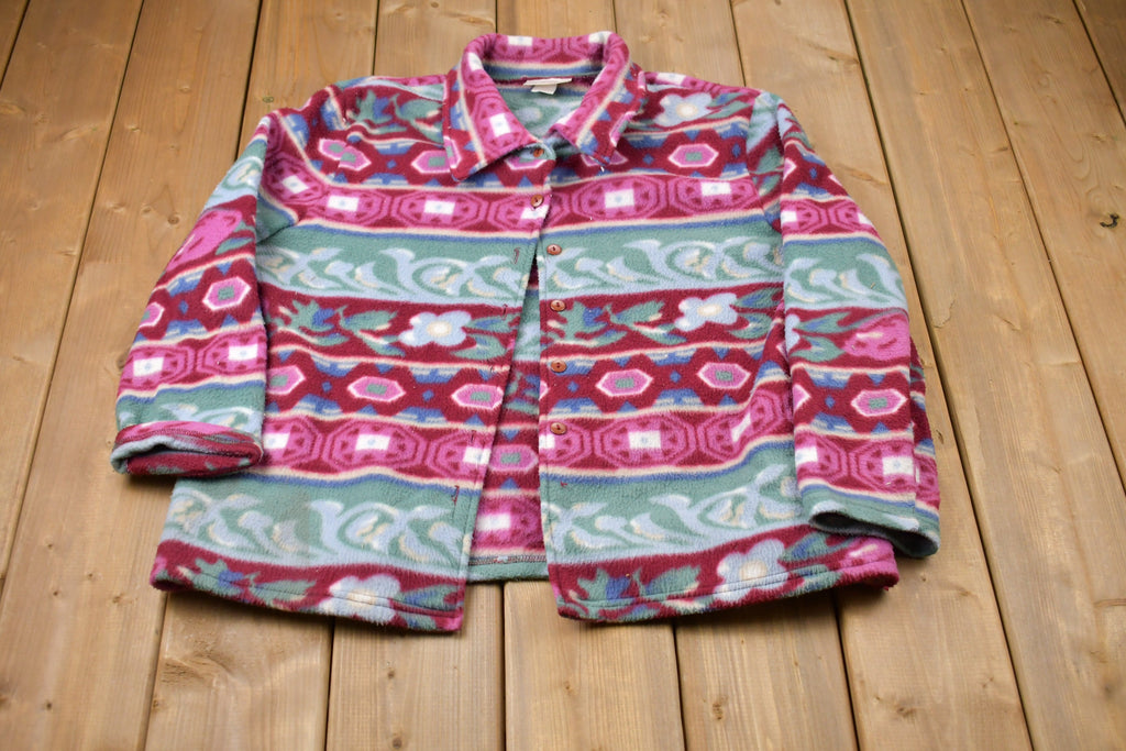 Vintage 1990s Carrol Reed All Over Print Fleece Sweater