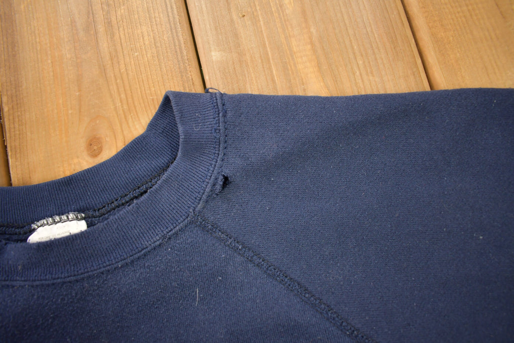 Vintage 1980s Tultex Blue Blank Raglan Crewneck Sweatshirt / 90s Crewneck / Made In USA / Essential / Streetwear / 90s Blank