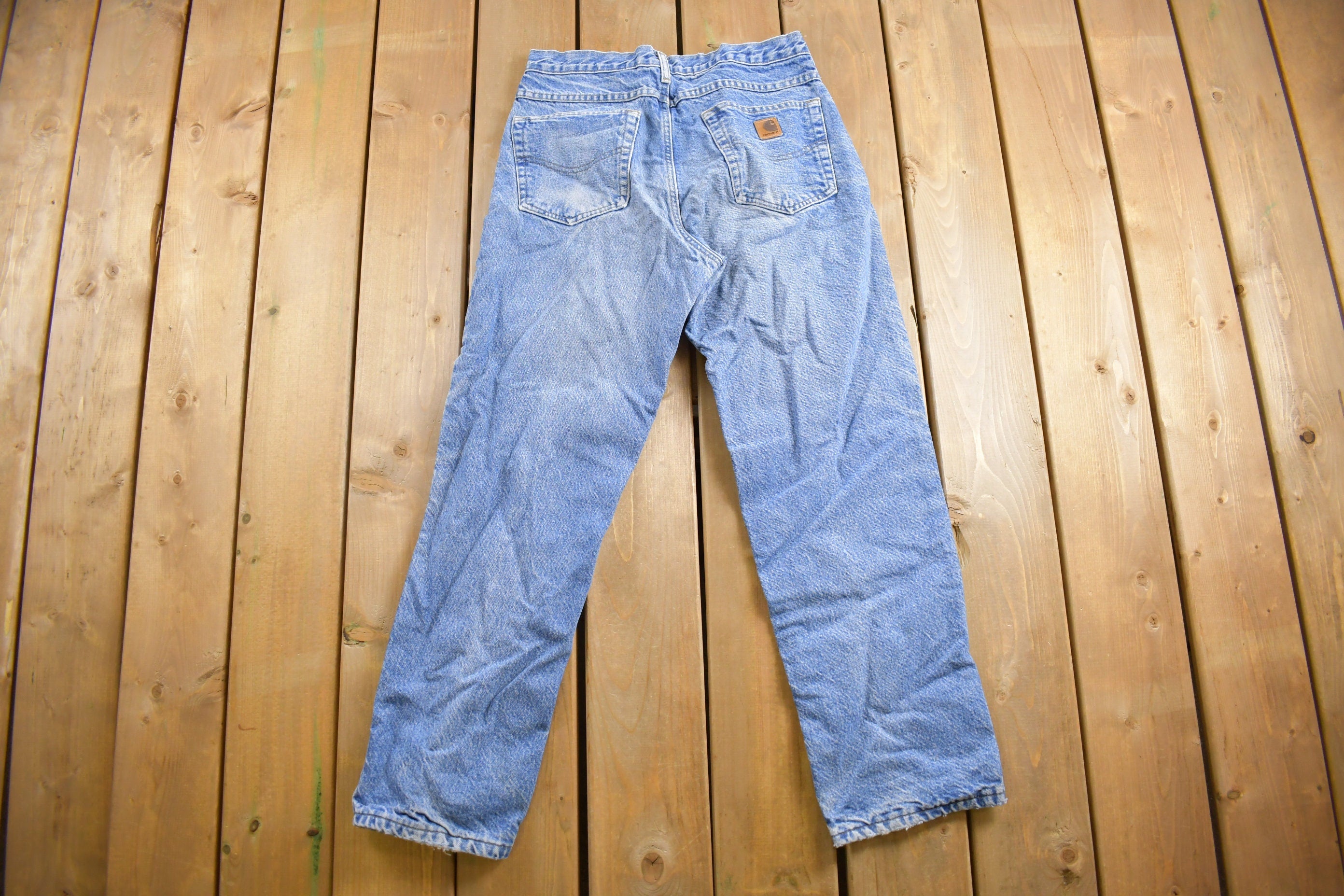 Vintage 1990s Carhartt Plaid Lined Work Jeans Size 31 x 29