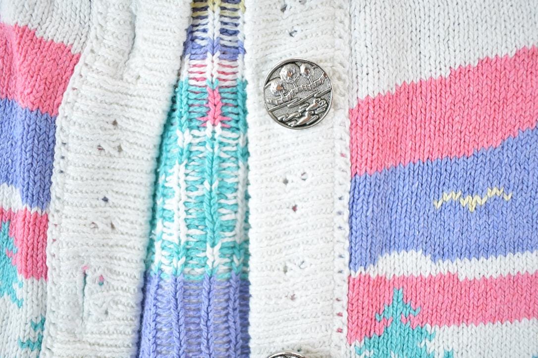 Vintage 1990s Northern Reflections Knit AOP Boating Abstract Pattern Crewneck Sweater