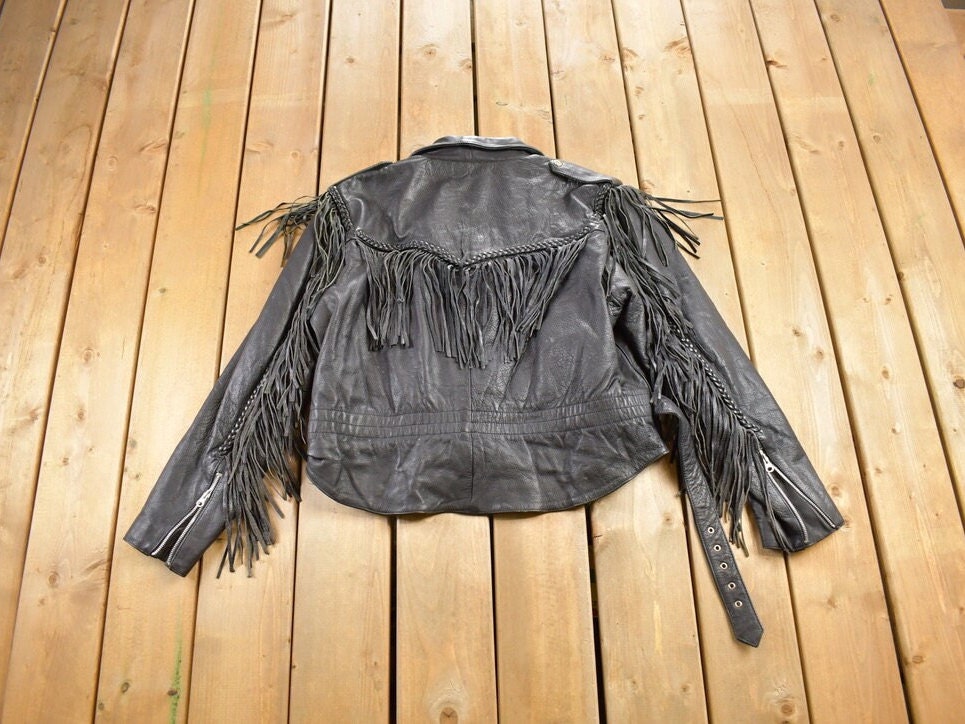 Vintage 1980s Addis Genuine Leather Biker Jacket