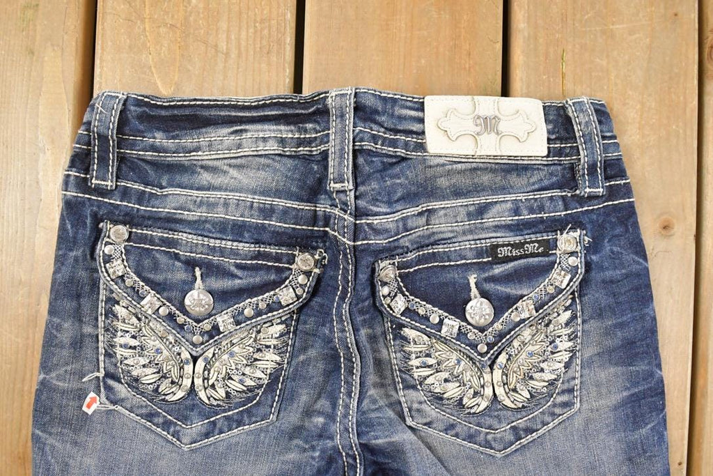 Vintage Deadstock Y2K Miss Me Bedazzled Low Rise Jeans Women's Size 26x31