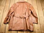 Vintage 1970s Burnt Orange Full Length Leather Trench Coat