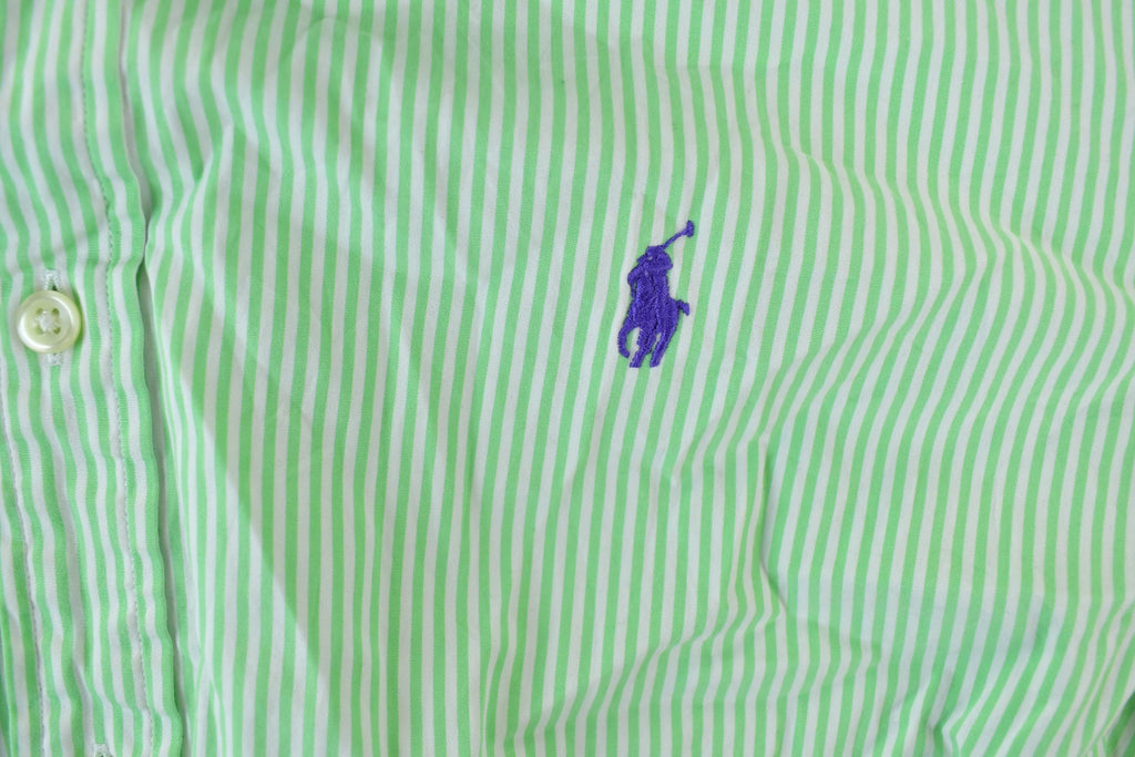 Vintage 1990s Ralph Lauren Mint striped Button Up Shirt