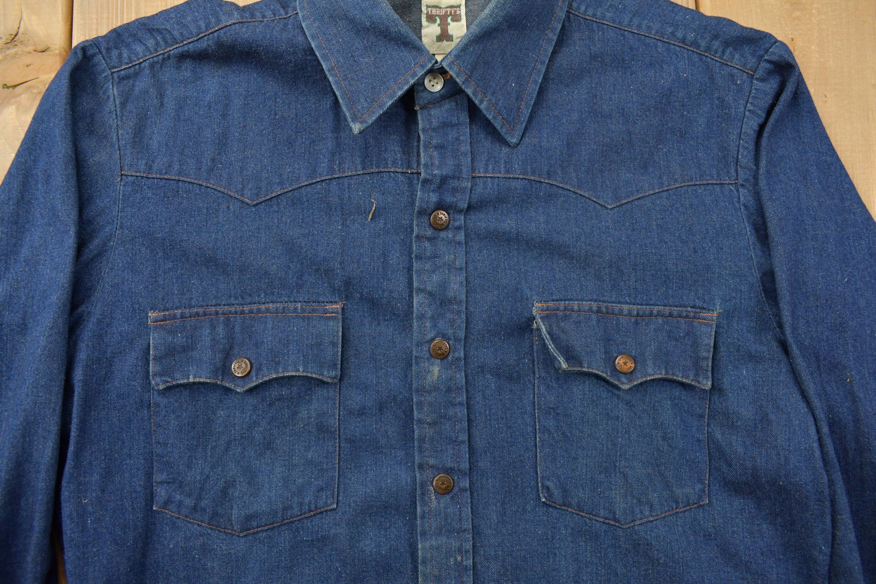 Vintage 1990s Western Button Up Denim Shirt