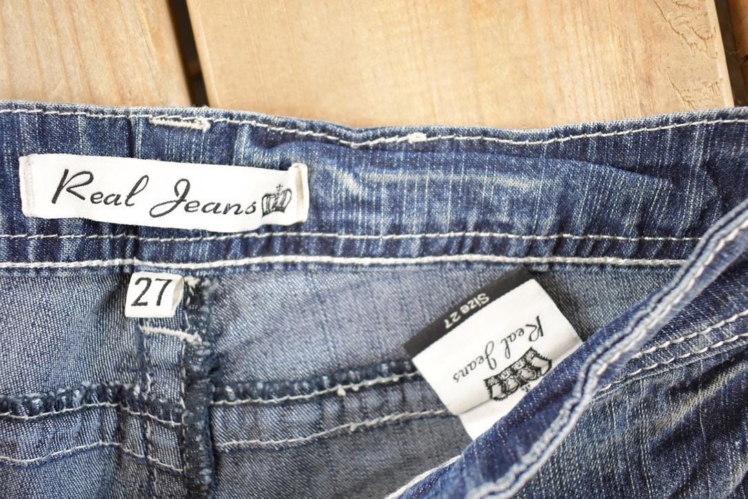Vintage Deadstock Y2K Real Jeans Bedazzled Low Rise Jeans Women's Size 27 x 32