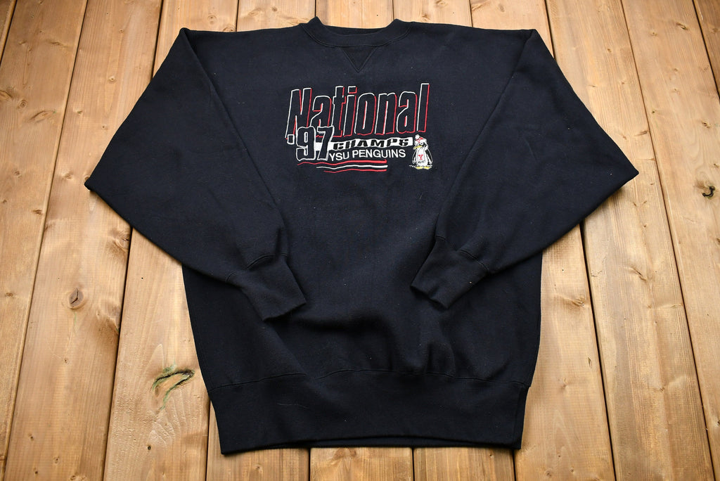 Vintage 1997 YSU Penguins National Champs Embroidered Crewneck Sweatshirt