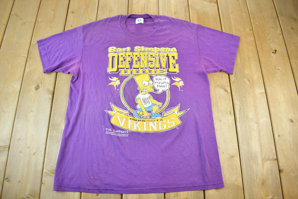 Vintage 1990s Minnesota Vikings The Simpsons NFL Graphic T-Shirt Men's xl
