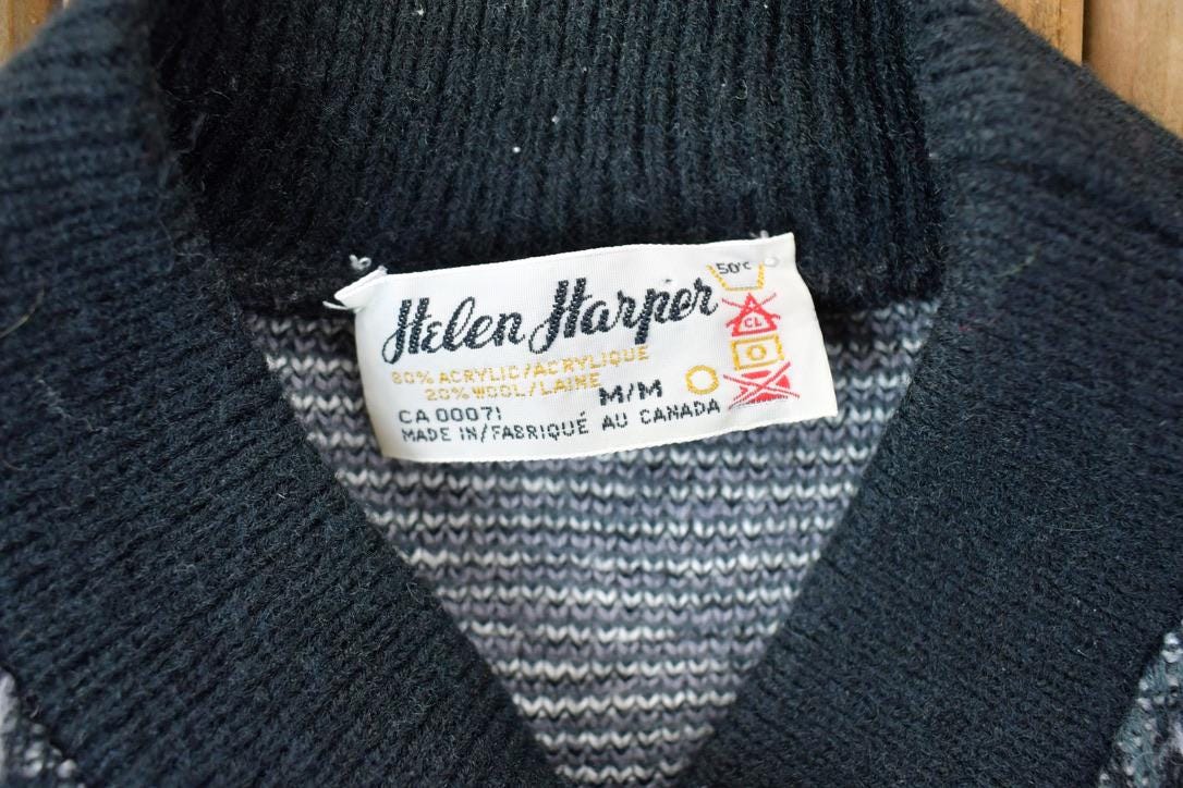 Vintage 1990s Hellen Harper Knit Crewneck Sweater / 90s Crewneck / Made In USA / Preppy